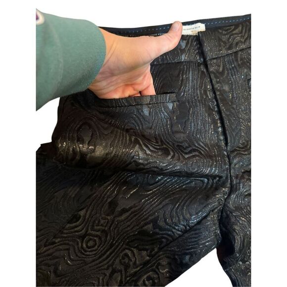 Anthropologie The Essential Slim Straight Pants Womens Sz 4 Black Motif Textured - Picture 12 of 16